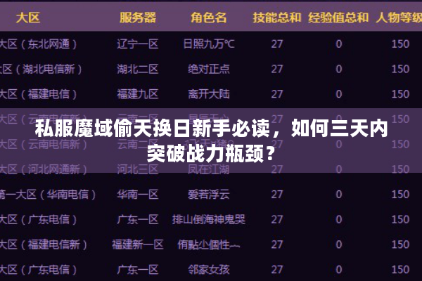 私服魔域偷天换日新手必读，如何三天内突破战力瓶颈？