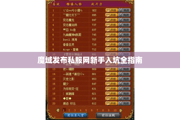 魔域发布私服网新手入坑全指南