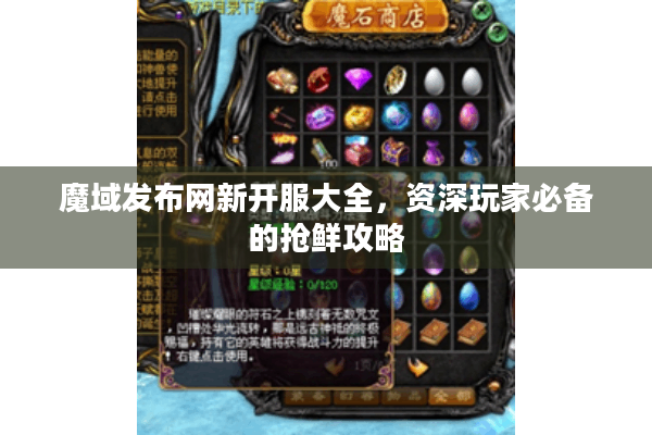 魔域发布网新开服大全，资深玩家必备的抢鲜攻略