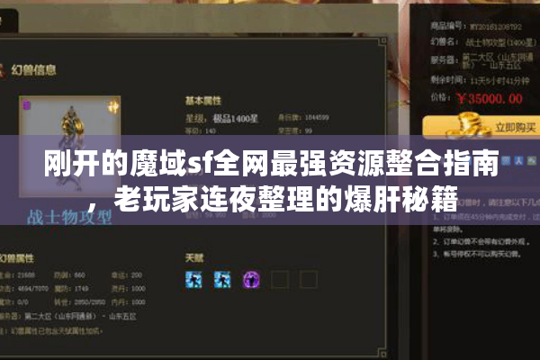 刚开的魔域sf全网最强资源整合指南，老玩家连夜整理的爆肝秘籍